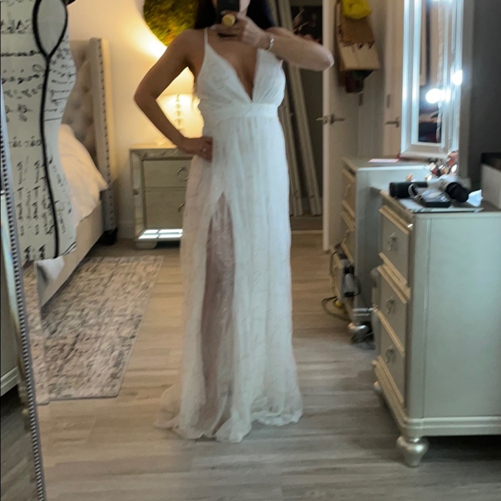 White with gold detail maxi dress